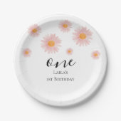 Pink Blush Boho Daisy Birthday  Papieren Bordje (Voorkant)