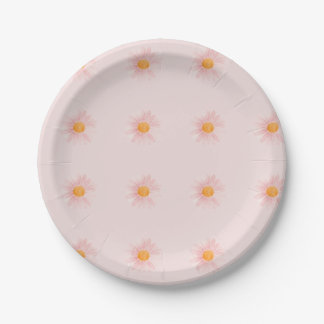 Pink Blush Boho Daisy Birthday Party Papieren Bordje