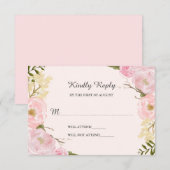 Pink Blush Botanical Floral Wedding RSVP Kaartje (Voorkant / Achterkant)