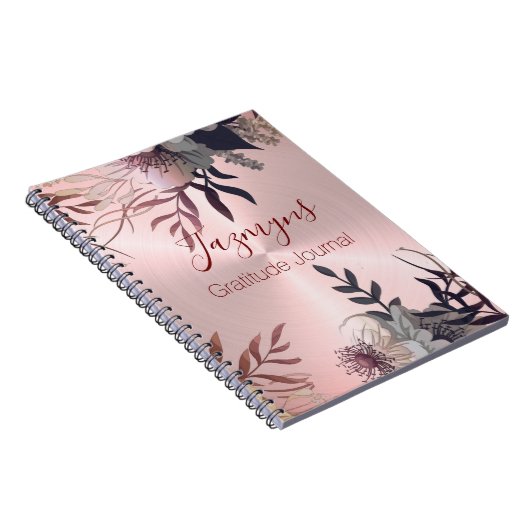 Pink Blush Botanical Personalized Gratitude Notitieboek (Rechterzijde)
