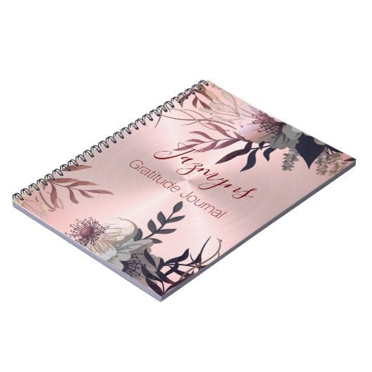 Pink Blush Botanical Personalized Gratitude Notitieboek (Linkerzijde)