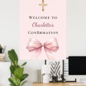 Pink blush bow Confirmation welcome Poster (Thuiskantoor)