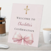 Pink blush bow Confirmation welcome Reclamebord Met Voetstuk (Insitu)