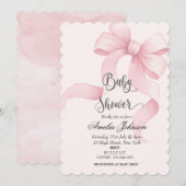 Pink Blush & Bow Coquette Baby shower Kaart (Voorkant / Achterkant)