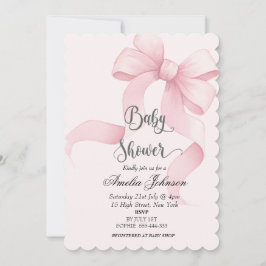 Pink Blush & Bow Coquette Baby shower Kaart