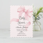 Pink Blush & Bow Coquette Baby shower Kaart (Staand voorkant)