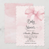 Pink Blush & Bow Coquette Baby shower Kaart (Voorkant / Achterkant)