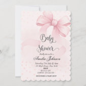 Pink Blush & Bow Coquette Baby shower Kaart (Voorkant)