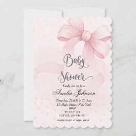 Pink Blush & Bow Coquette Baby shower Kaart