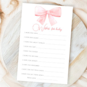Pink Blush Bow Wensen voor Baby shower Game