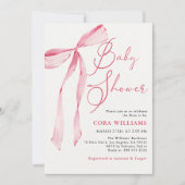 Pink Blush & Bows Baby shower Kaart (Voorkant)