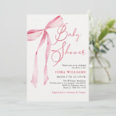 Pink Blush & Bows Baby shower Kaart (Staand voorkant)