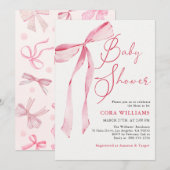 Pink Blush & Bows Baby shower Kaart (Voorkant / Achterkant)