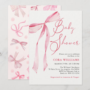 Pink Blush & Bows Baby shower Kaart
