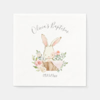 Pink Blush Bunny Rabbit Girl Baby Baptisme Napkins