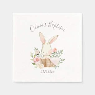 Pink Blush Bunny Rabbit Girl Baby Baptisme Napkins Servet
