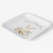 Pink Blush Bunny Rabbit Girl Baby Papieren Bordje (Gebogen)