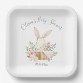 Pink Blush Bunny Rabbit Girl Baby Papieren Bordje (Voorkant)