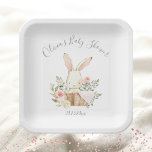 Pink Blush Bunny Rabbit Girl Baby Papieren Bordje<br><div class="desc">Elegante en zoete waterverf baby bunny konijn in een mandje van de teenwilgen omringd door elegante zachte pastelkleurige bloemen. Zo schattig voor die speciale babymeisjesdouche. Overeenkomende producten beschikbaar. 100% klanttevredenheid met "Zazzle"</div>