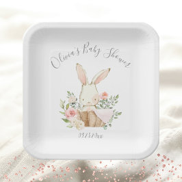 Pink Blush Bunny Rabbit Girl Baby Papieren Bordje