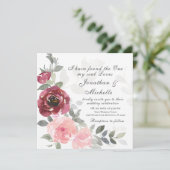 Pink Blush Burgundy Floral Christianl Wedding Kaart (Staand voorkant)