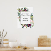 PINK BLUSH BURGUNDY FLORAL COUPLY SHOWER WELCOME POSTER (Keuken)