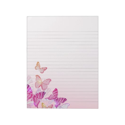 Pink Blush Butterflies Lined Notes Papier Notitieb Notitieblok (Linkerzijde)