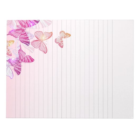 Pink Blush Butterflies Lined Notes Papier Notitieb Notitieblok (Voorkant)