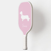 Pink blush champagne custom modern dachsund pickleball paddle (Links)