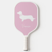 Pink blush champagne custom modern dachsund pickleball paddle (Achterkant)
