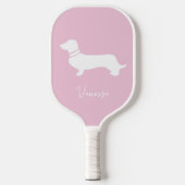 Pink blush champagne custom modern dachsund pickleball paddle (Voorkant)