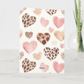 Pink Blush Cream Leopard Hearts Birthday Kaart (Achterkant)