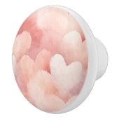 Pink Blush Cream Peach Hearts Keramische Knop (Rechts)