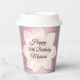 Pink Blush Elegant Lotus Flower Birthday Papieren Bekers