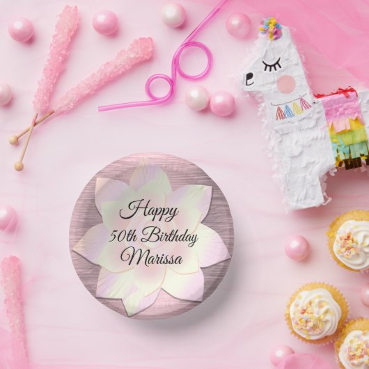 Pink Blush Elegant Lotus Flower Birthday Papieren Kommen (Feest)