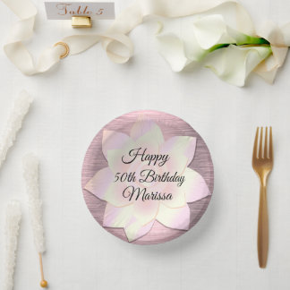 Pink Blush Elegant Lotus Flower Birthday Papieren Kommen