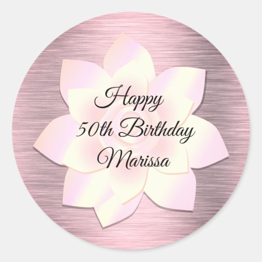 Pink Blush Elegant Lotus Flower Birthday Ronde Sticker (Voorkant)