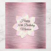 Pink Blush Elegant Lotus Flower Birthday Wijn Etiket (Enkel label)