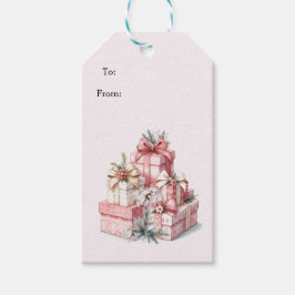 Pink Blush en Bloom Christmas Cadeaulabel