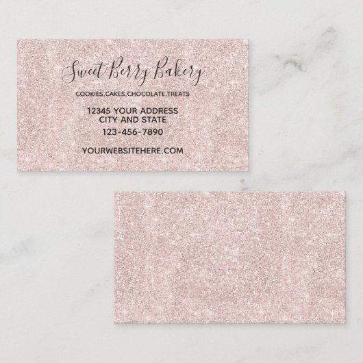 Pink Blush Faux Glitter Sparkle Visitekaartje (Voorkant / Achterkant)