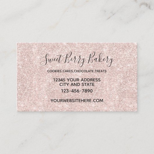 Pink Blush Faux Glitter Sparkle Visitekaartje (Voorkant)