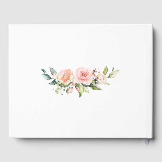 Pink Blush Floral Antlers Monogram Weddenschap Gastenboek (Achterkant)