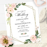 Pink Blush Floral budget Weddenschap<br><div class="desc">Elegant florale geometrische voordelige bruiloft met uitnodigingen van 4, 5 x 5, 6 inch. OPMERKING: de enveloppen zijn NIET meegerekend; er kunnen afzonderlijke A7-enveloppen worden aangeschaft.</div>