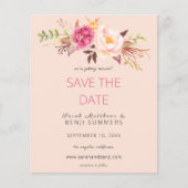 Pink Blush Floral budgetteren Opslaan Datum roze Flyer (Voorkant)