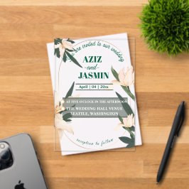 Pink blush floral Circle Acryl Uitnodigingen