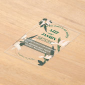 Pink blush floral Circle Acryl Uitnodigingen (Laagn)