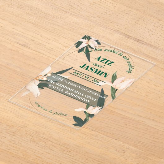 Pink blush floral Circle Acryl Uitnodigingen (Laagn)