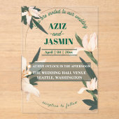 Pink blush floral Circle Acryl Uitnodigingen (Voorkant)