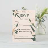 Pink blush floral Circle RSVP Card Kaart (Staand voorkant)
