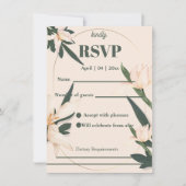 Pink blush floral Circle RSVP Card Kaart (Voorkant)